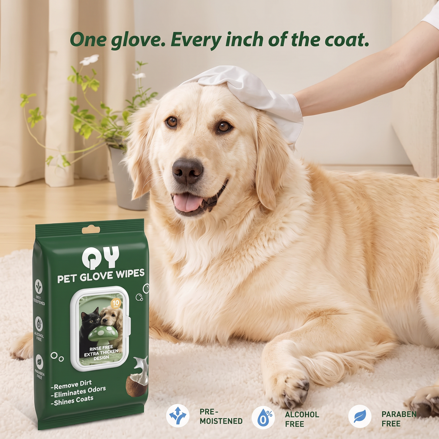 WipeMitt™ - Coconut Pet Grooming Glove Wipes (20/Pack)