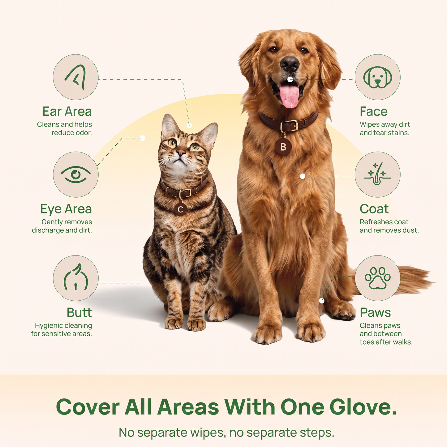 WipeMitt™ - Coconut Pet Grooming Glove Wipes (20/Pack)